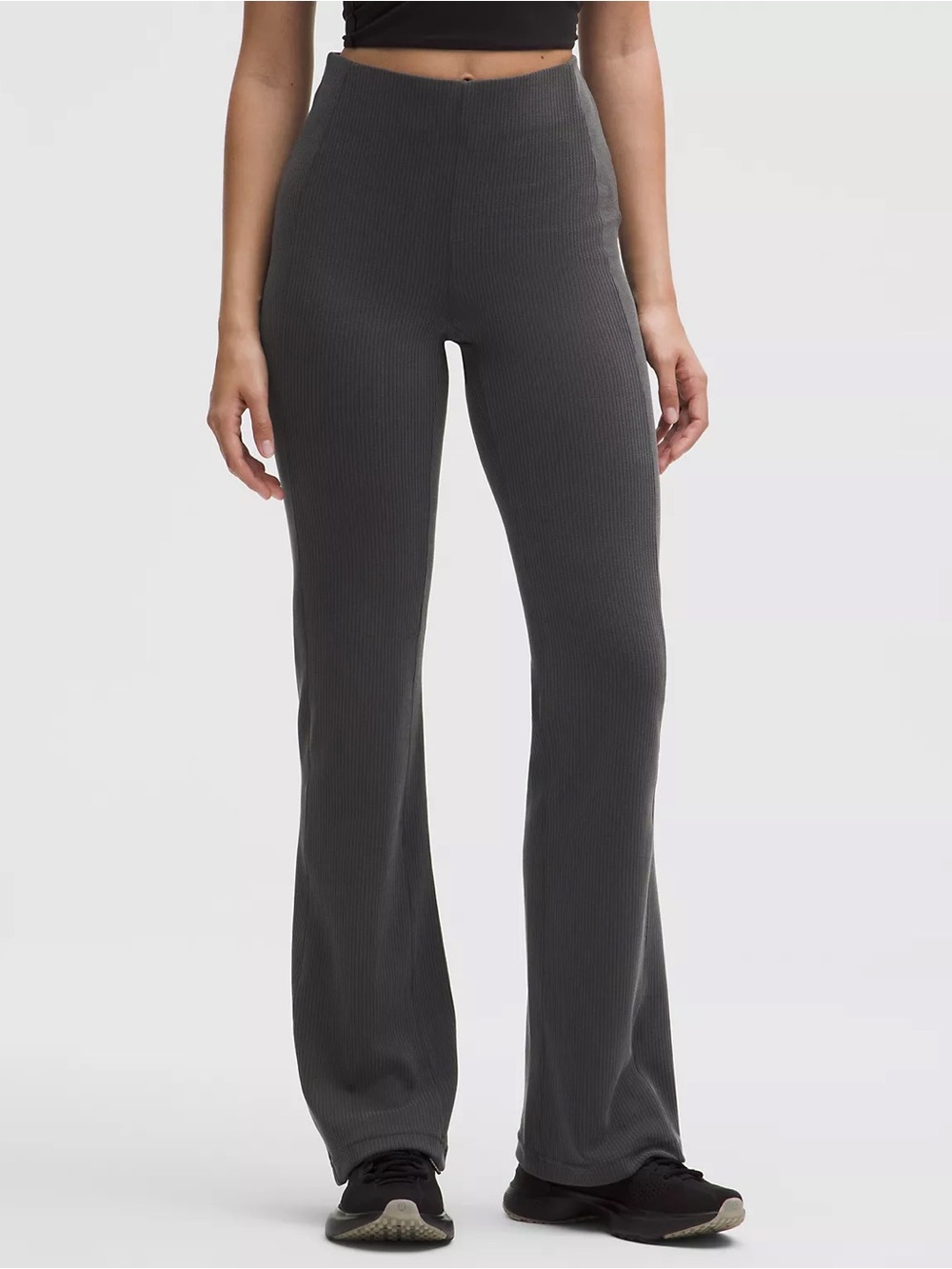 NWOT Lululemon Ribbed Softstreme Flared Pant Regular Sz 4 Graphite Grey